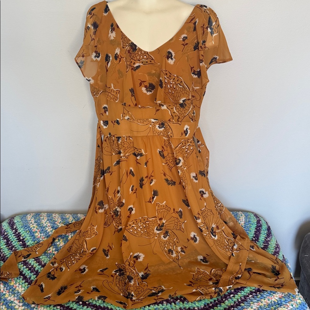 Voodoo Vixen Posy Yellow Butterfly Dress Size L